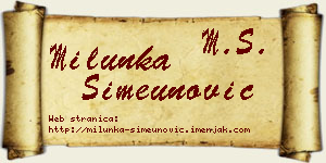 Milunka Simeunović vizit kartica